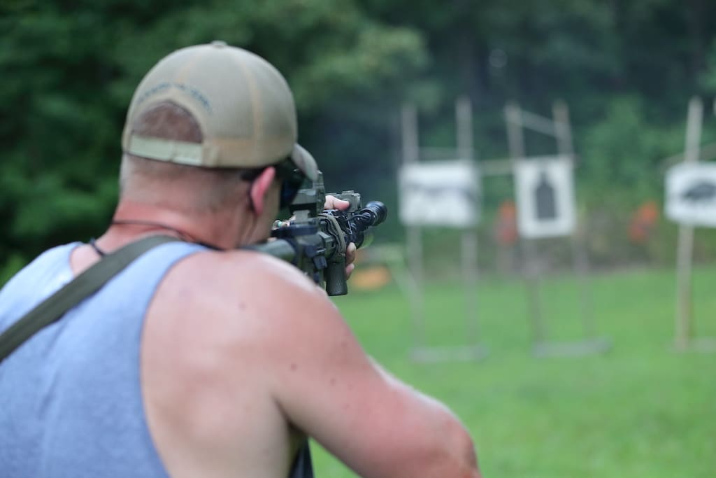 Sportsmen taking some practice shots with thermal sight