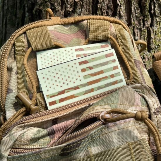 Printed Camo US Flag glow in the dark patch