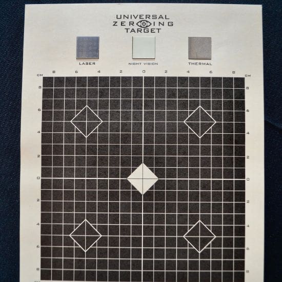 Universal zeroing target for all your weapon sights.