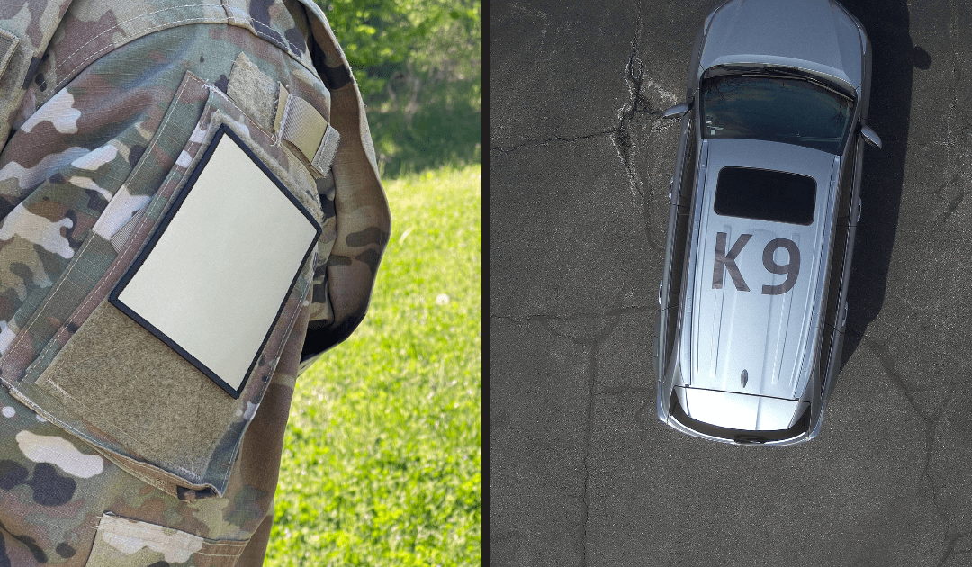 Thermal film built on a patch and vehicle marker.