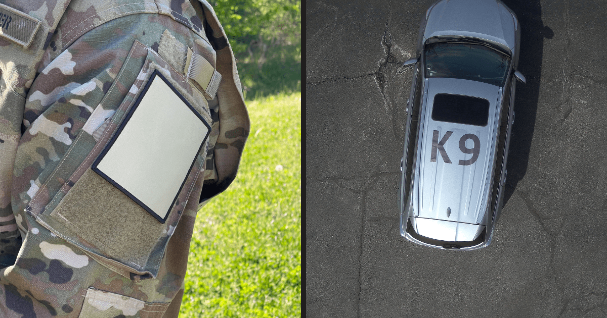Thermal film built on a patch and vehicle marker.